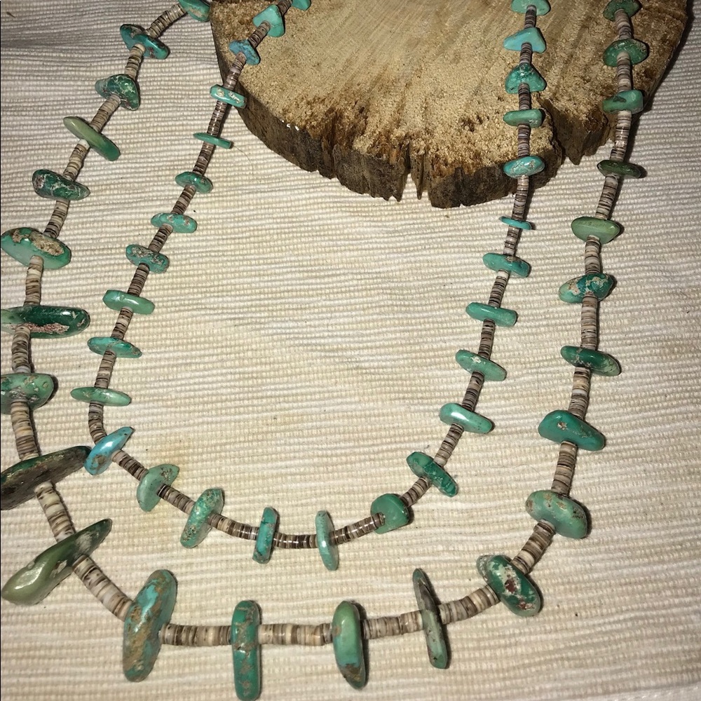 Double Stranded Turquoise and Shell Necklace